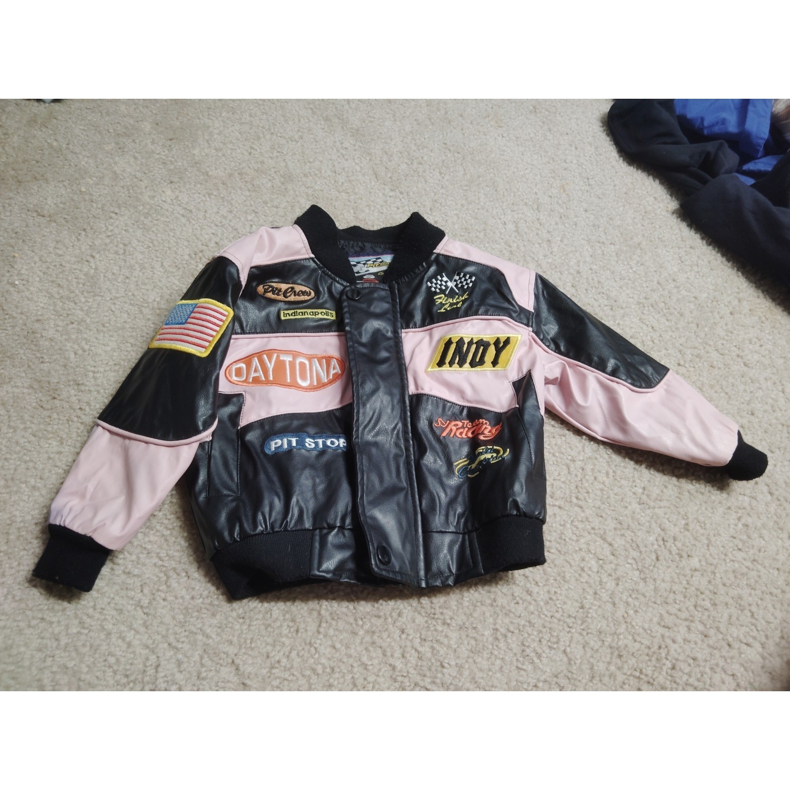 Vintage Pit Crew Leather Racing Jacket Daytona Girls Size 2t